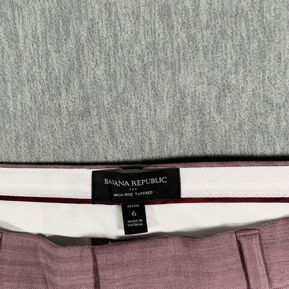 Banana Republic Pants Womens Petite 6 Pink High Rise Tapered Dress Herringbone - Picture 6 of 14